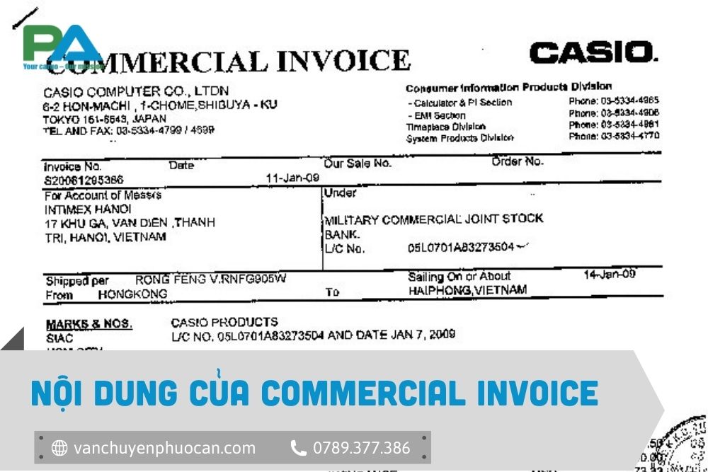 noi dung cua Commercial Invoice